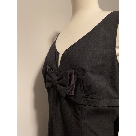Rebecca Taylor Dark Grey Sheath Dress with Accent Bow, Size 12 - Picture 8 of 11